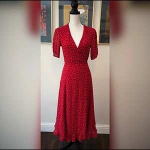 Reformation Napa red polka dot wrap dress